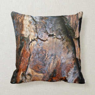 COUSSIN DÉTAIL D'ÉCORCE D'ARBRE DE SÉQUOIA