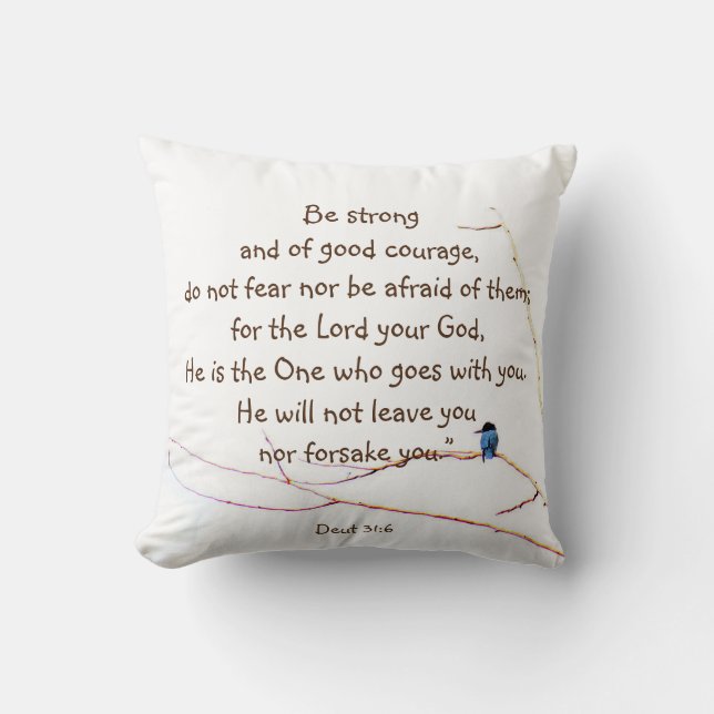Coussin Deut 31:6 Vous n'êtes pas seul Bible Kingfisher Bi (Recto)