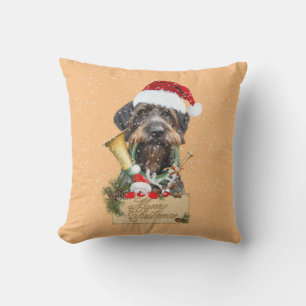 Coussin Deutsch Drahthaar, Joyeux Noël ! Bouton magnétique