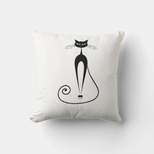 Coussin Deux adorables chats noirs stylisés