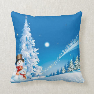 Coussin Deux bonhommes de neige heureux