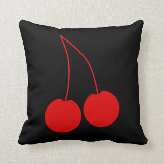 Coussin Deux cerises rouges sur le noir