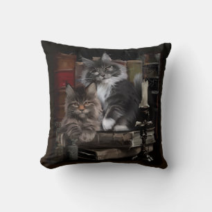 Coussin Deux chatons Maine Coon en furie