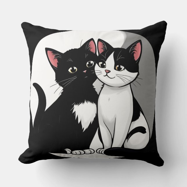 Coussin Deux chats adorables assis ensemble (Recto)