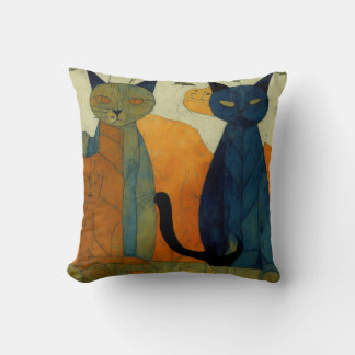 Coussin Deux chats impressionnistes modernes