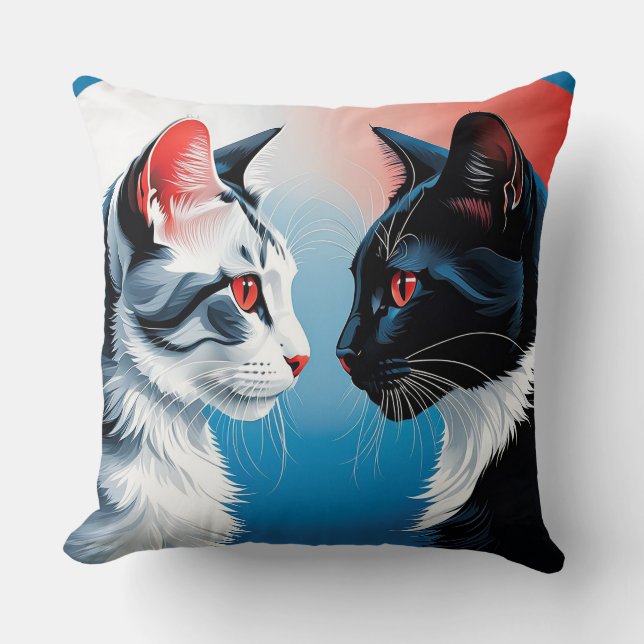 Coussin Deux chats se faisant face (Recto)