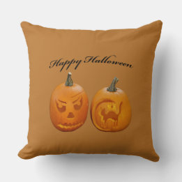 Coussin Deux citrouilles Joyeux Halloween