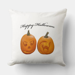 Coussin Deux citrouilles Joyeux Halloween