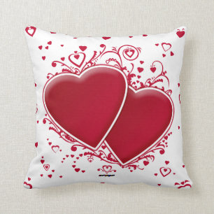 Coussin Deux coeurs rouges pour la Saint-Valentin