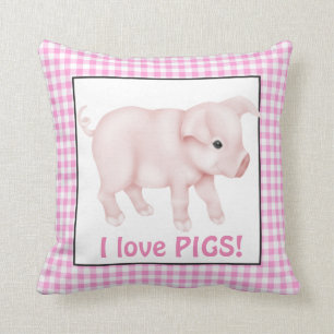 Coussin deux côtés J'aime Pigs dessin animé lancer oreille