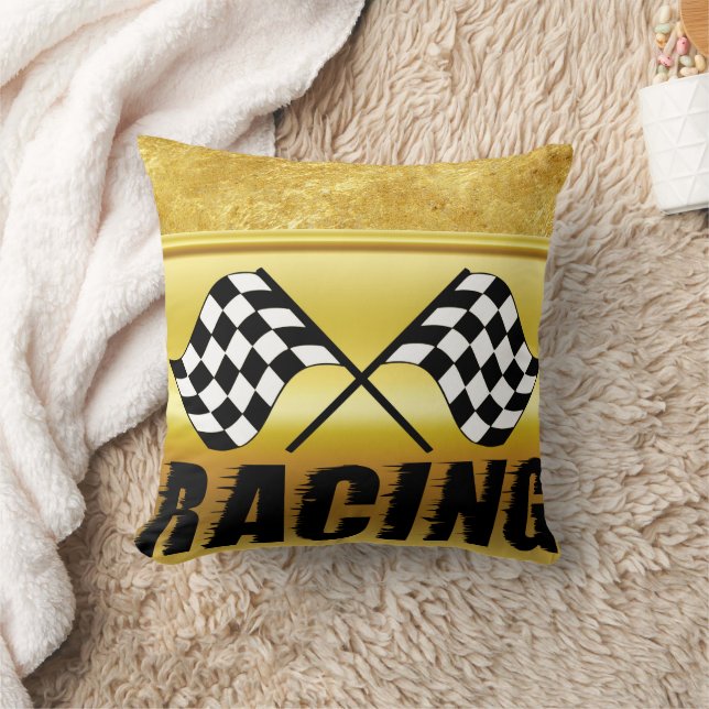 Coussin Deux drapeaux de course à damiers pour la victoire (Couverture)