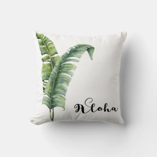 Coussin Deux élégantes Palm Feuilles Tropical Aloha Chic
