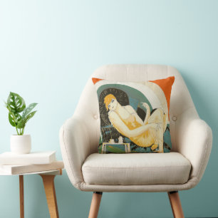 Coussin Deux femmes Art Déco vintage par S. Chompre