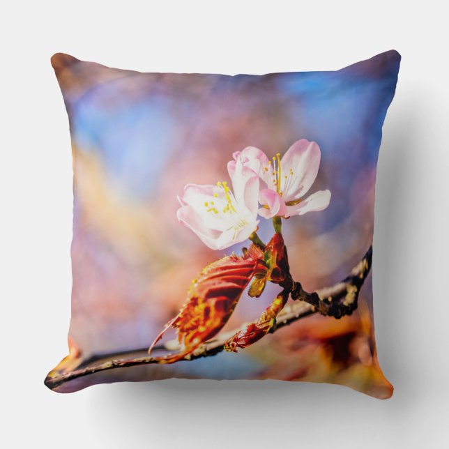 Coussin Deux Fleurs Extraordinaires Sakura. Rose, Arrière  (Recto)