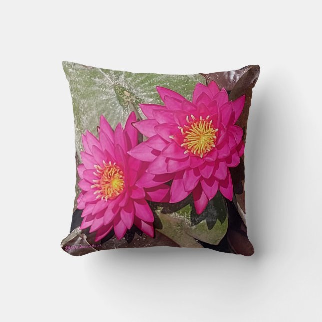 Coussin Deux Lys D'Eau Rose (Recto)
