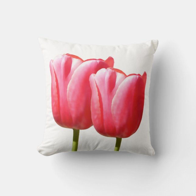 Coussin Deux tiges de tulipe Rose (Recto)