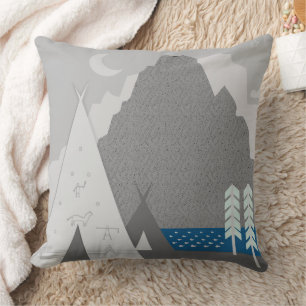 Coussin Deux Tipis Trois Pins Montagne Lune