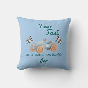 Coussin Deux voitures de course rapides Garçon 2ème Annive