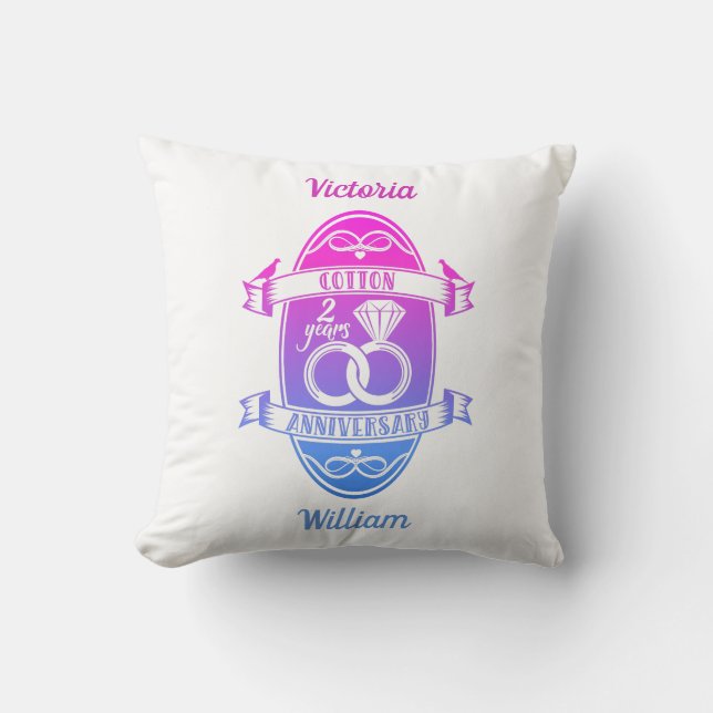 Coussin Deuxième 2e anniversaire du mariage coton traditio (Recto)