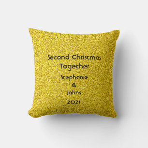 Coussin Deuxième Noël ensemble pailleté jaune doré