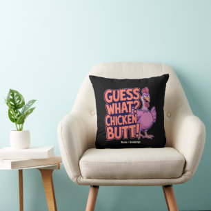Coussin Devine quoi ? Un derrière de poulet ! Design amusa