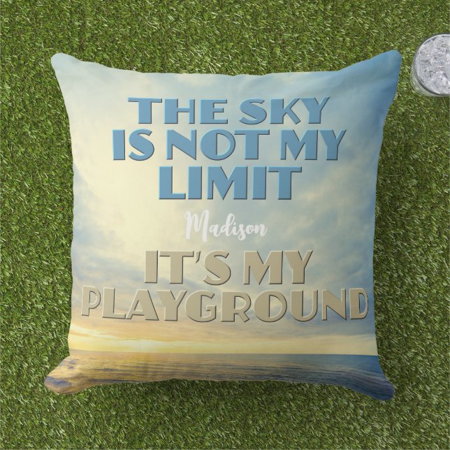 Coussin Devis Sky de nom personnalisé (Herbe)