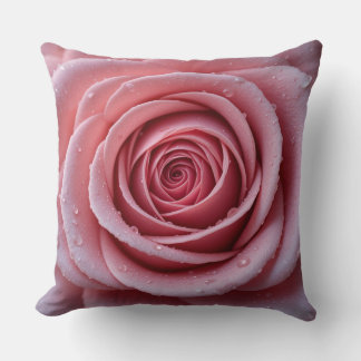 Coussin Dewy Pink Rose Pillow | Elegant Floral Decor