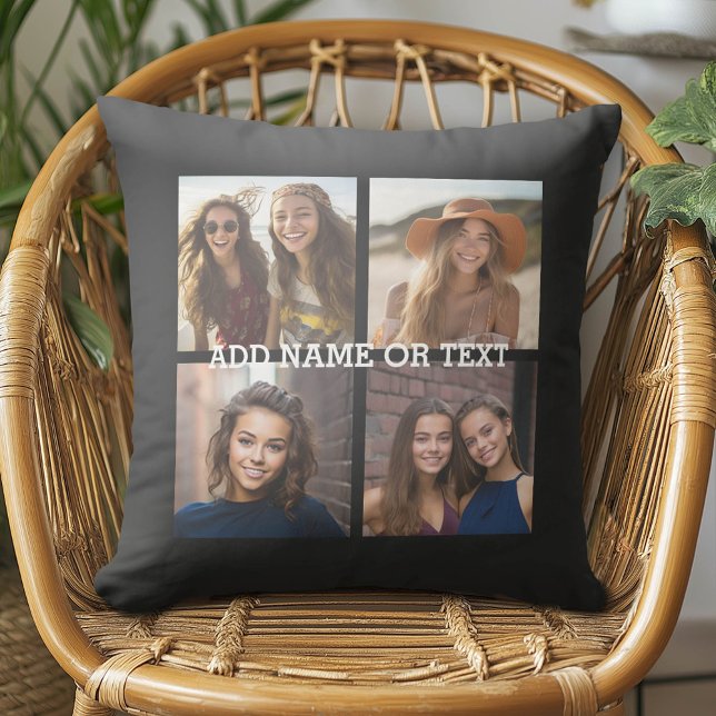 Coussin D'extérieur 4 Collage photo - CHOISISSEZ VOTRE COULEUR ARRIÈRE (Custom Photo Pillow)