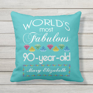 Coussin D'extérieur 90e anniversaire plus fabuleux gemme coloré Turquo