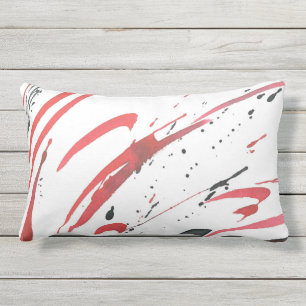 Coussin D'extérieur Abrégé sur noir gris rouge aquarelle