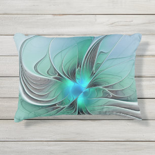 Coussin D'extérieur Abstrait avec bleu, art fractal moderne