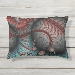 Coussin D'extérieur Abstrait Fantaisie Vive Art Fractal Brun Bleu