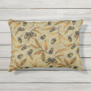 Coussin D'extérieur Acornes et feuilles de chêne sur ecru