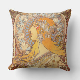 Coussin D'extérieur Alfonse Mucha Zodiac Art nouveau femme