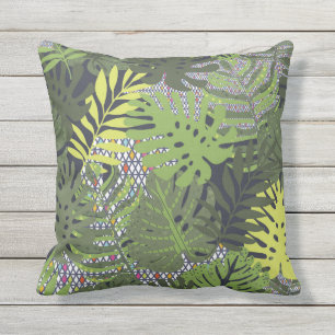 Coussin D'extérieur Amusement et carreau graphique floral moderne