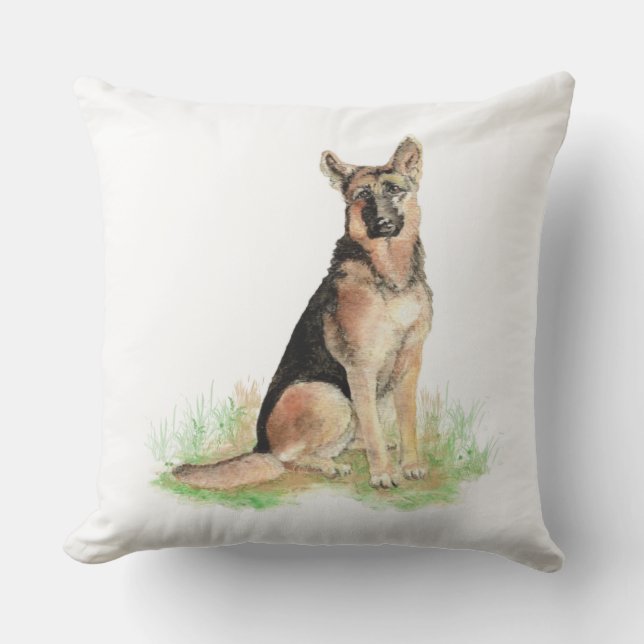 Coussin D'extérieur Aquarelle berger allemand chien animal animal anim (Recto)
