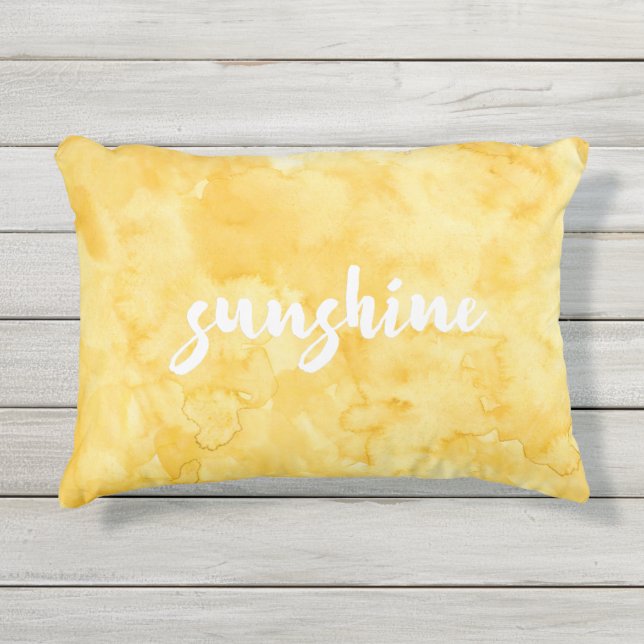 Coussin D'extérieur Aquarelle jaune de soleil (Devant)