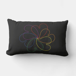 Coussin D'extérieur Arc-en-ciel coloré sur fleur coeurS de Black Chic