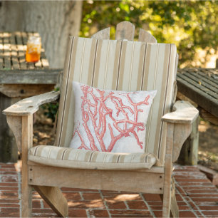 Coussin D'extérieur Art vintage moderne de corail de plage de branche