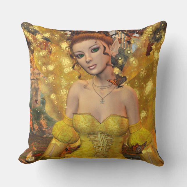 Coussin D'extérieur Autumns Dance Fae Imaginaire Art (Recto)