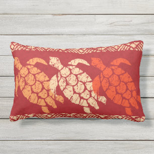 Coussin D'extérieur Batik réversible hawaïen de tortue de mer de Hon
