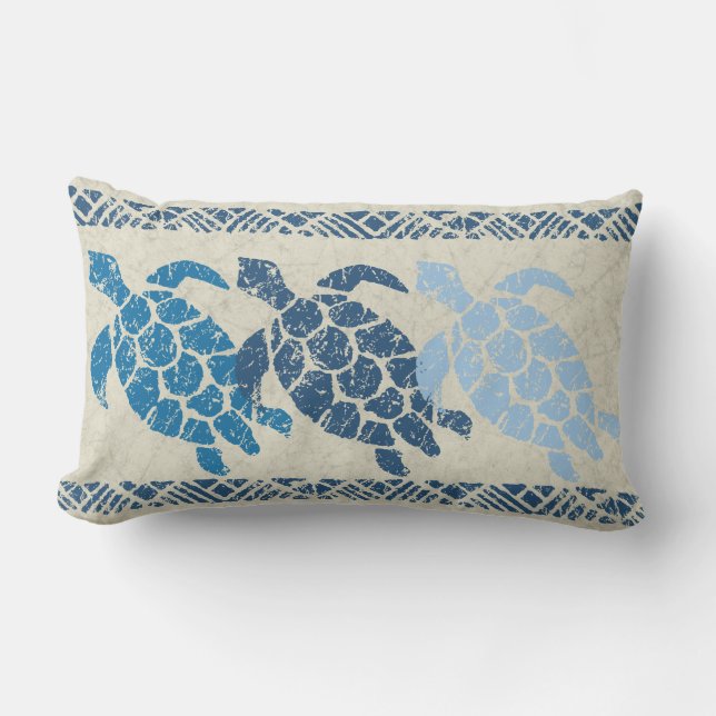 Coussin D'extérieur Batik réversible hawaïen de tortue de mer de Honu (Recto)