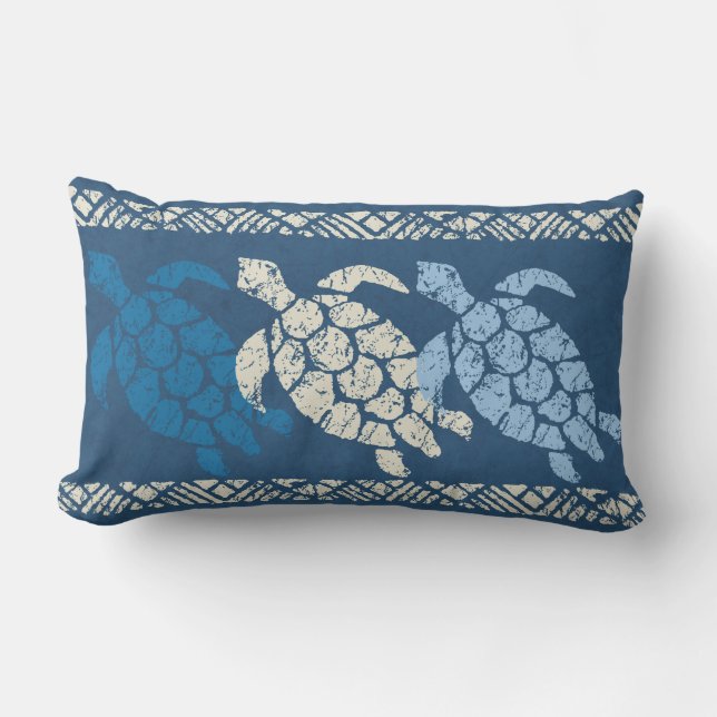 Coussin D'extérieur Batik réversible hawaïen de tortue de mer de Honu (Recto)