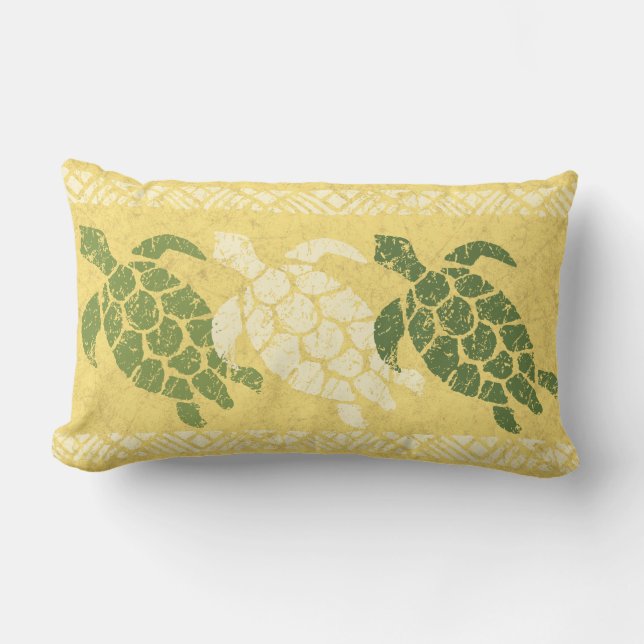 Coussin D'extérieur Batik réversible hawaïen de tortue de mer de Honu (Recto)