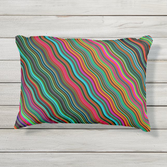 Coussin D'extérieur Beau Motif coloré Wavy Stripe (Dos)