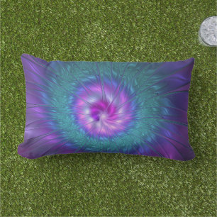 Coussin D'extérieur Beauté florale abstraite, art fractal coloré de fl