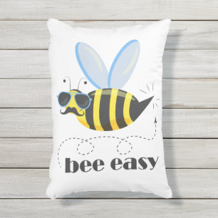 Coussin D'extérieur Bee caractère avec mustache lunettes de soleil Bee