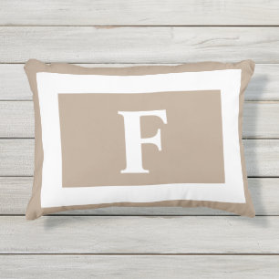 Coussin D'extérieur Beige Brown Monogramme initial 