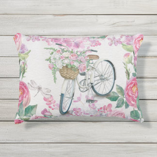 Coussin D'extérieur Bicyclette et fleurs élégantes