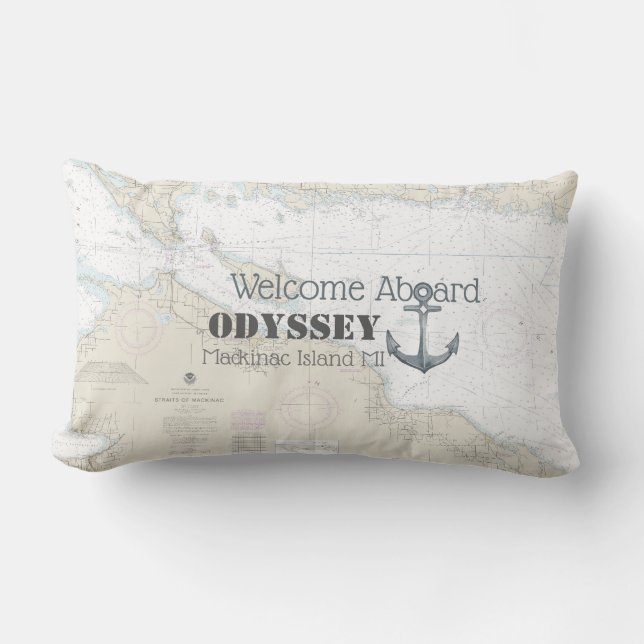Coussin D'extérieur Bienvenue à bord Nom du bateau Ancre Nautical Mich (Recto)